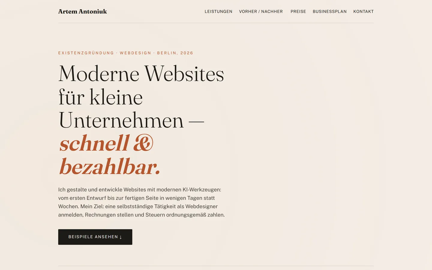 Webdesign-Präsentation — Собственная презентация услуг