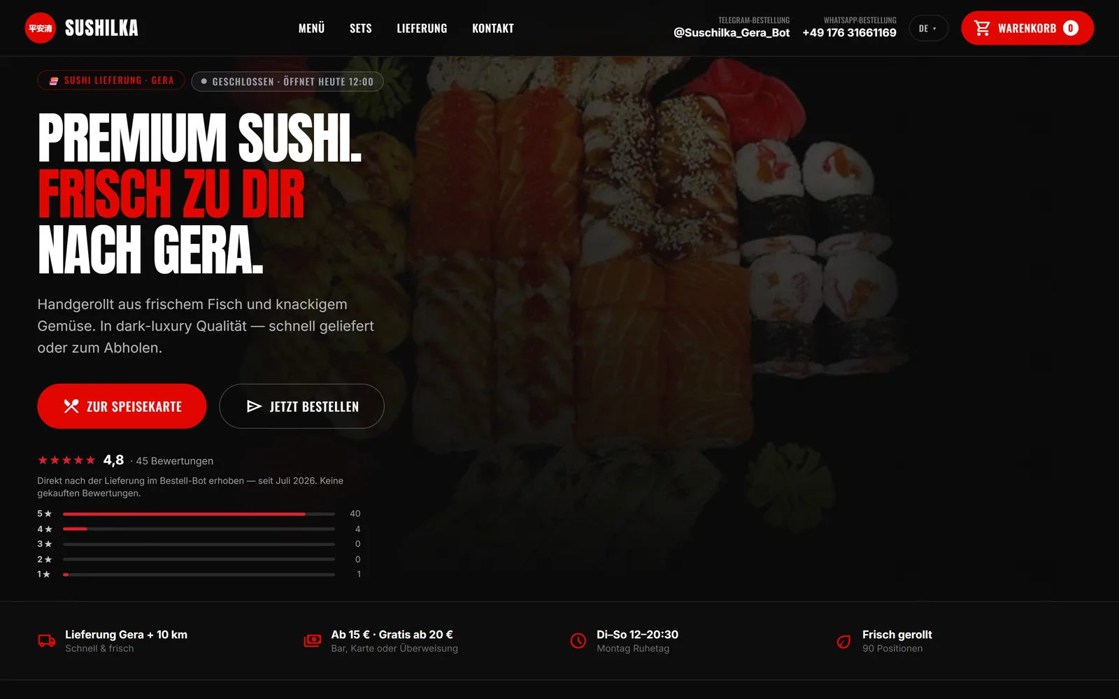 Главная sushigera.de на десктопе